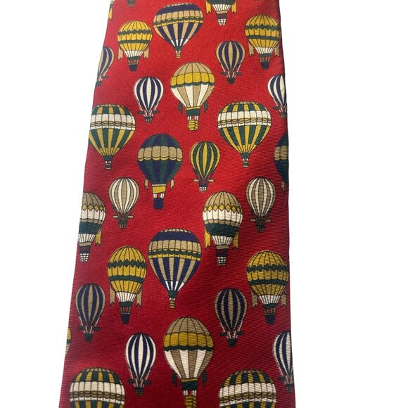 Brooks Brothers Makers Men's Silk Necktie Hot Air Balloon Print Red - Picture 2 of 7